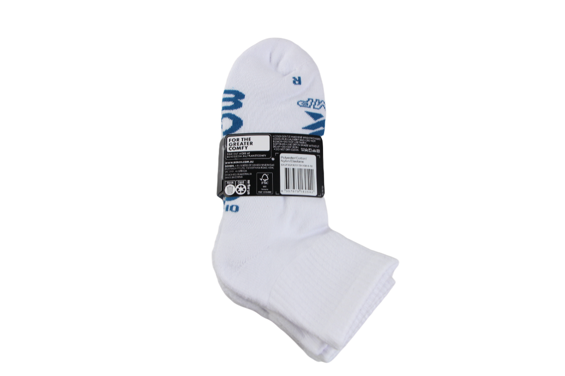 12 Pairs X Bonds Mens X-Temp Quarter Crew Socks White As8