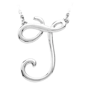 14k White Gold, Olivia Collection, Medium Script Initial J Necklace