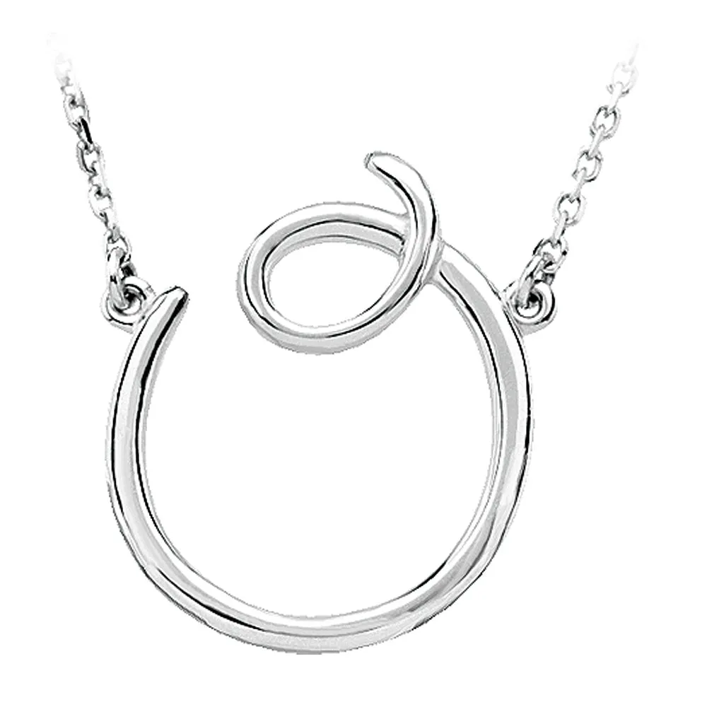 14k White Gold, Olivia Collection, Medium Script Initial O Necklace