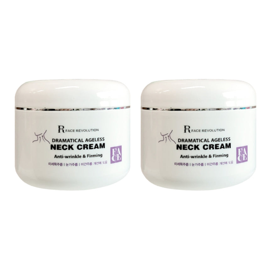 2 Pieces FACE REVOLUTION Dramatical Ageless Neck Creams 100g Wrinkles Lines Moisture Anti-ageing