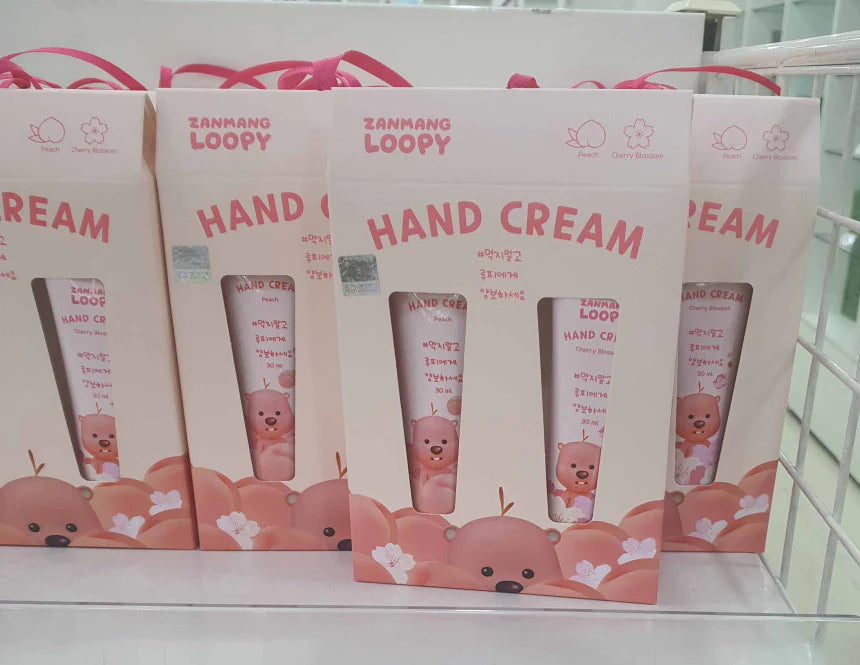 2 SET Zanmang Loopy Character Hand Creams Cute Small Gifts 30ml 2 pieces Peach Cherry Blossom Scent