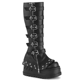 4 Inch Wedge Platform STOMP-223 Black Vegan Leather