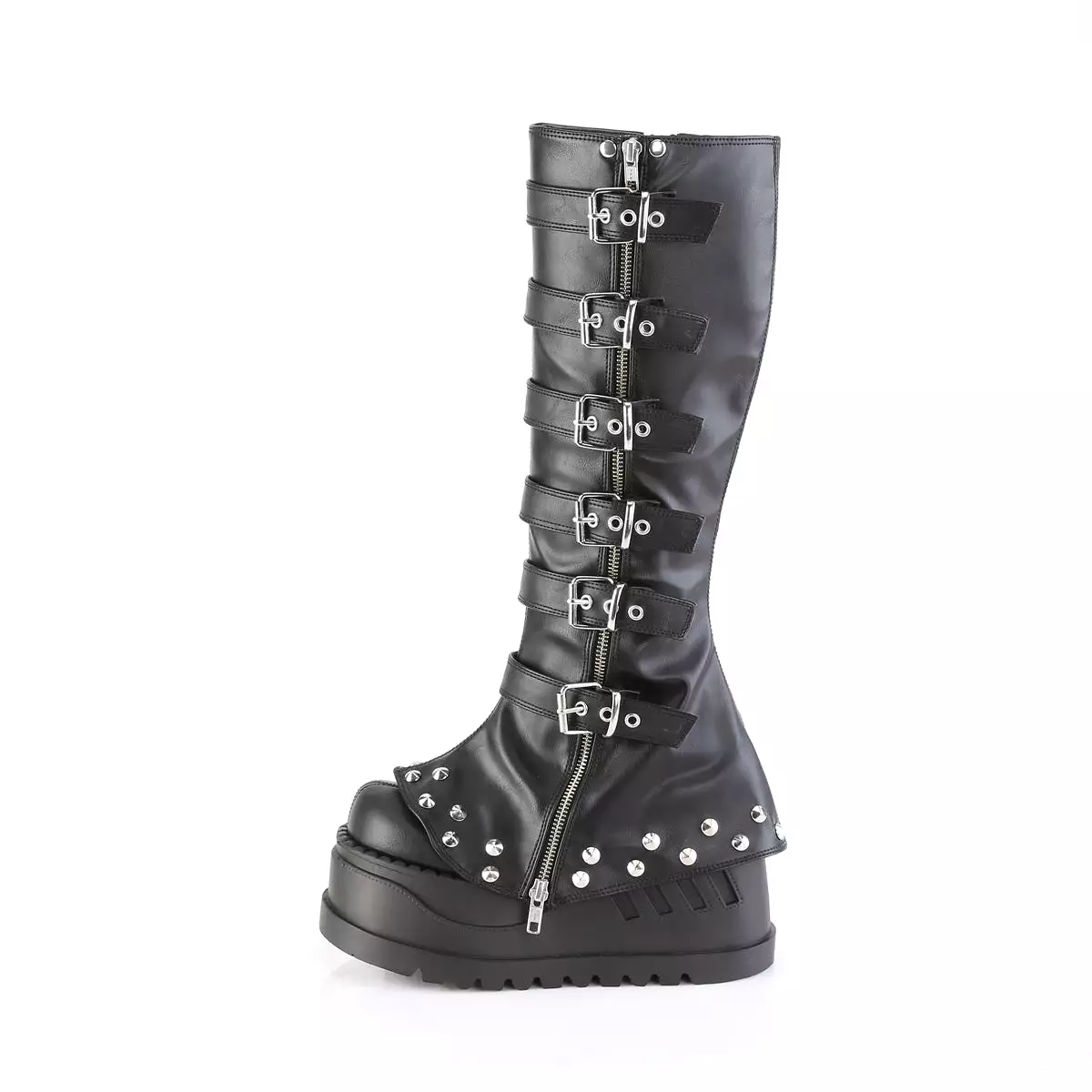 4 Inch Wedge Platform STOMP-223 Black Vegan Leather