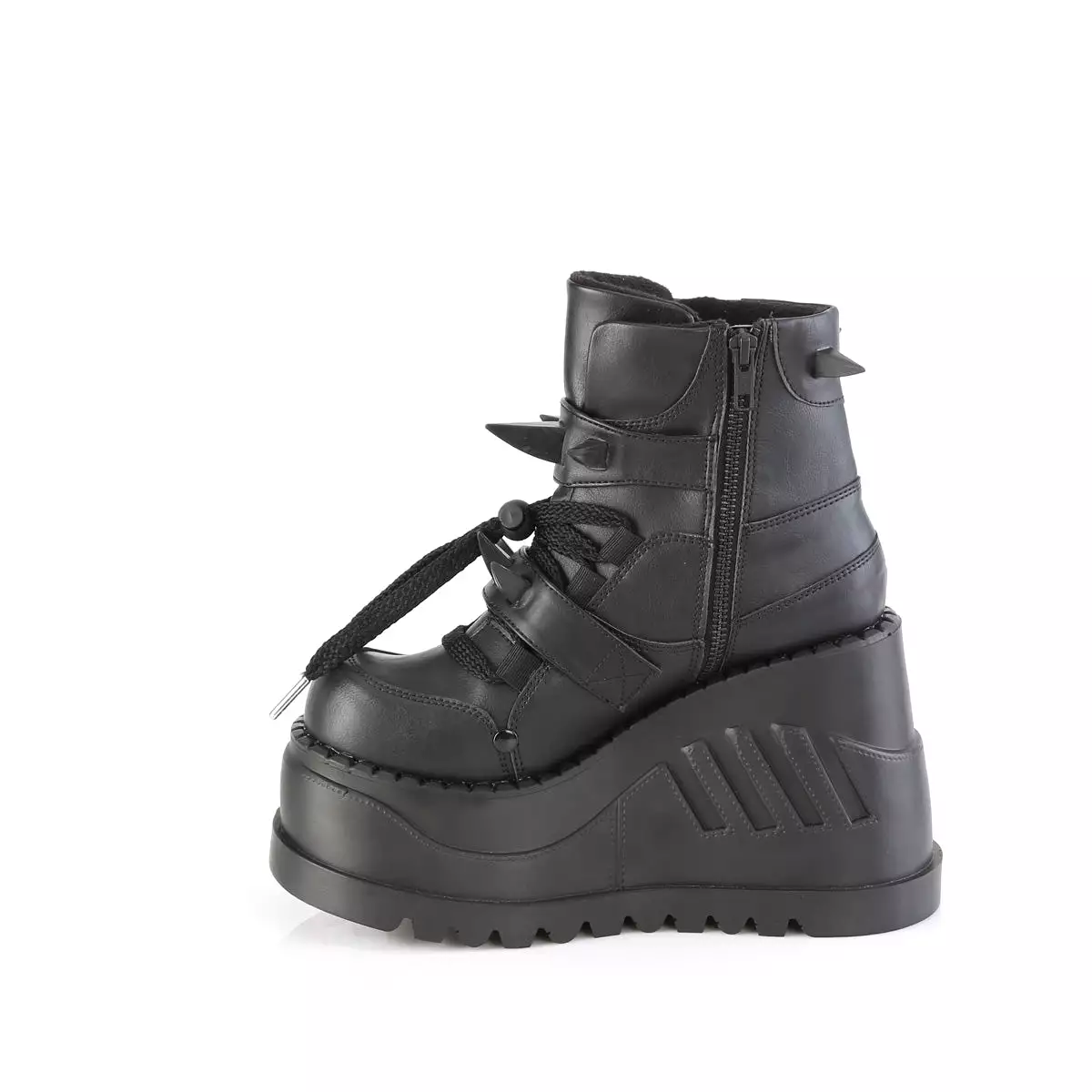 4 Inch Wedge Platform STOMP-60 Black Vegan Leather