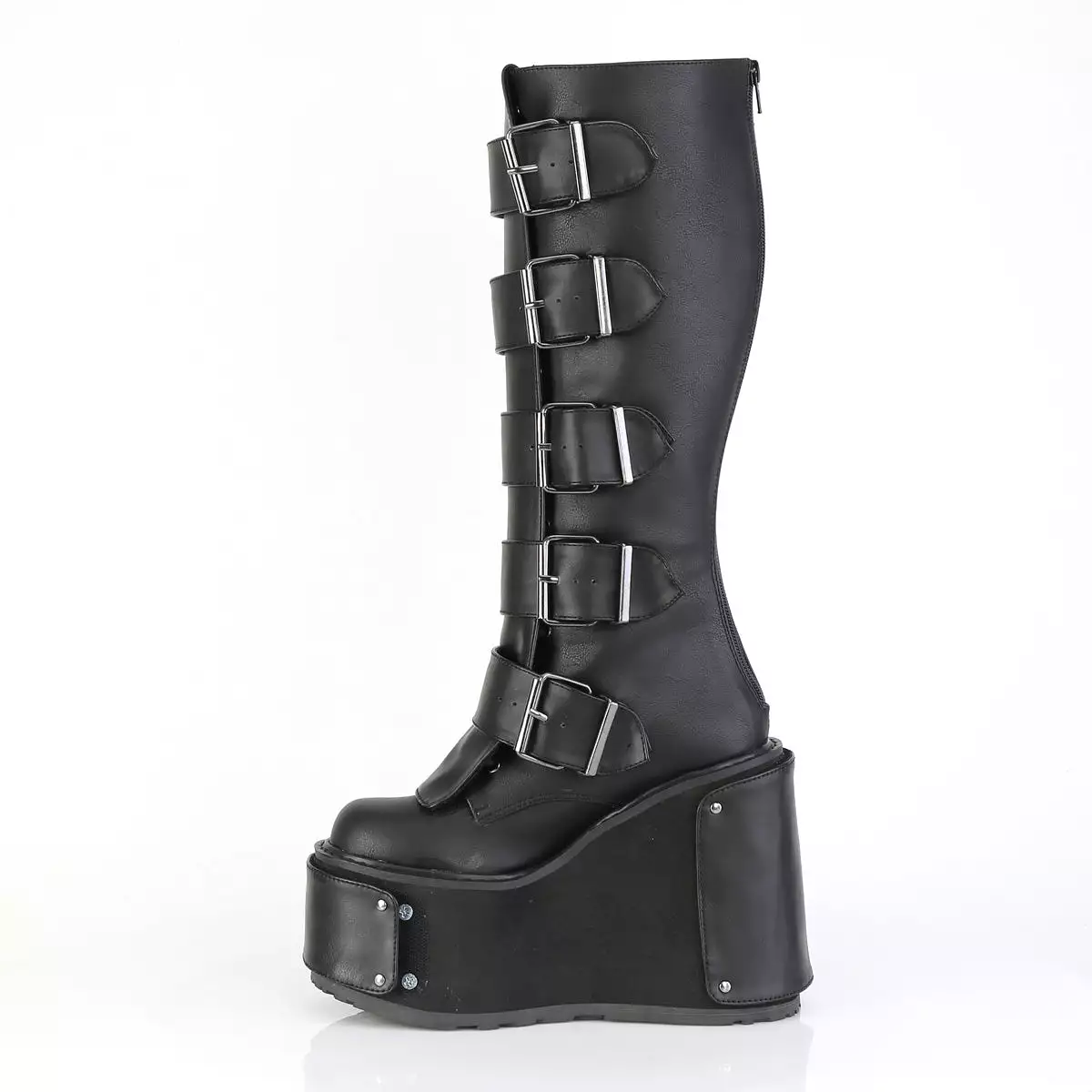 5 Inch Wedge Platform TRANSFORMER-800 Black Vegan Leather