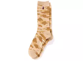 A Bathing Ape Color Camo Ape Head One Point Socks in Yellow xld