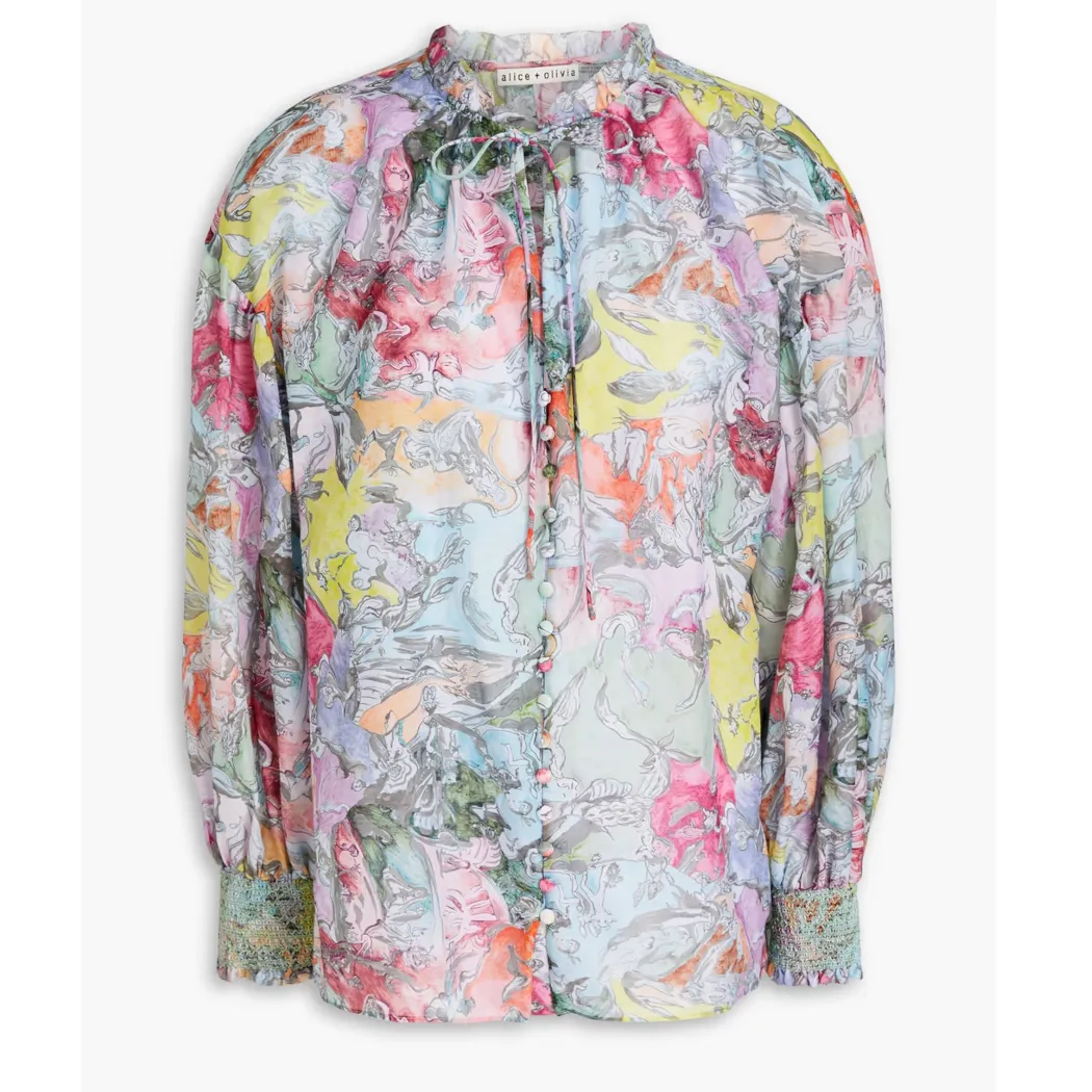 Alice+Olivia  |Casual Style Silk Long Sleeves Cotton Office Style