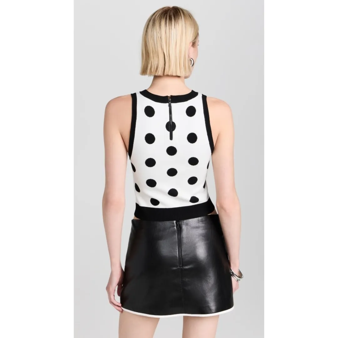 Alice+Olivia  |Crew Neck Dots Tanks & Camisoles