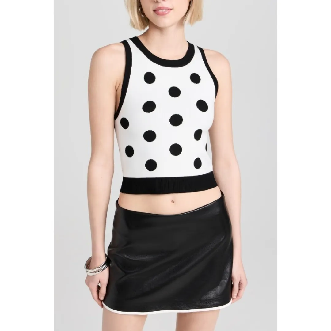 Alice+Olivia  |Crew Neck Dots Tanks & Camisoles