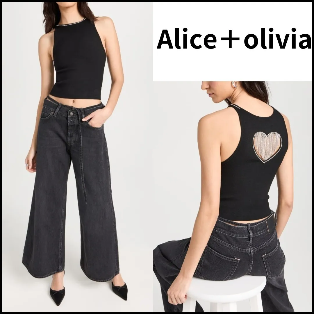 Alice+Olivia  |Crew Neck Heart Plain Tanks & Camisoles