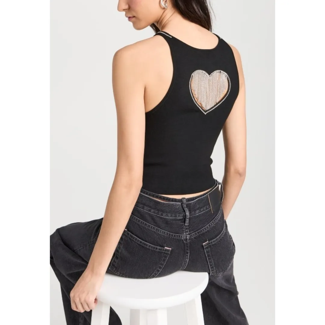 Alice+Olivia  |Crew Neck Heart Plain Tanks & Camisoles