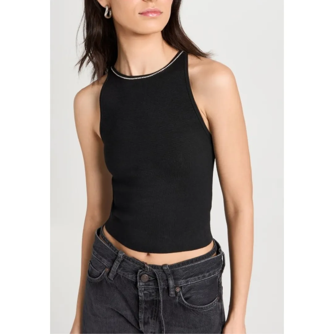 Alice+Olivia  |Crew Neck Heart Plain Tanks & Camisoles