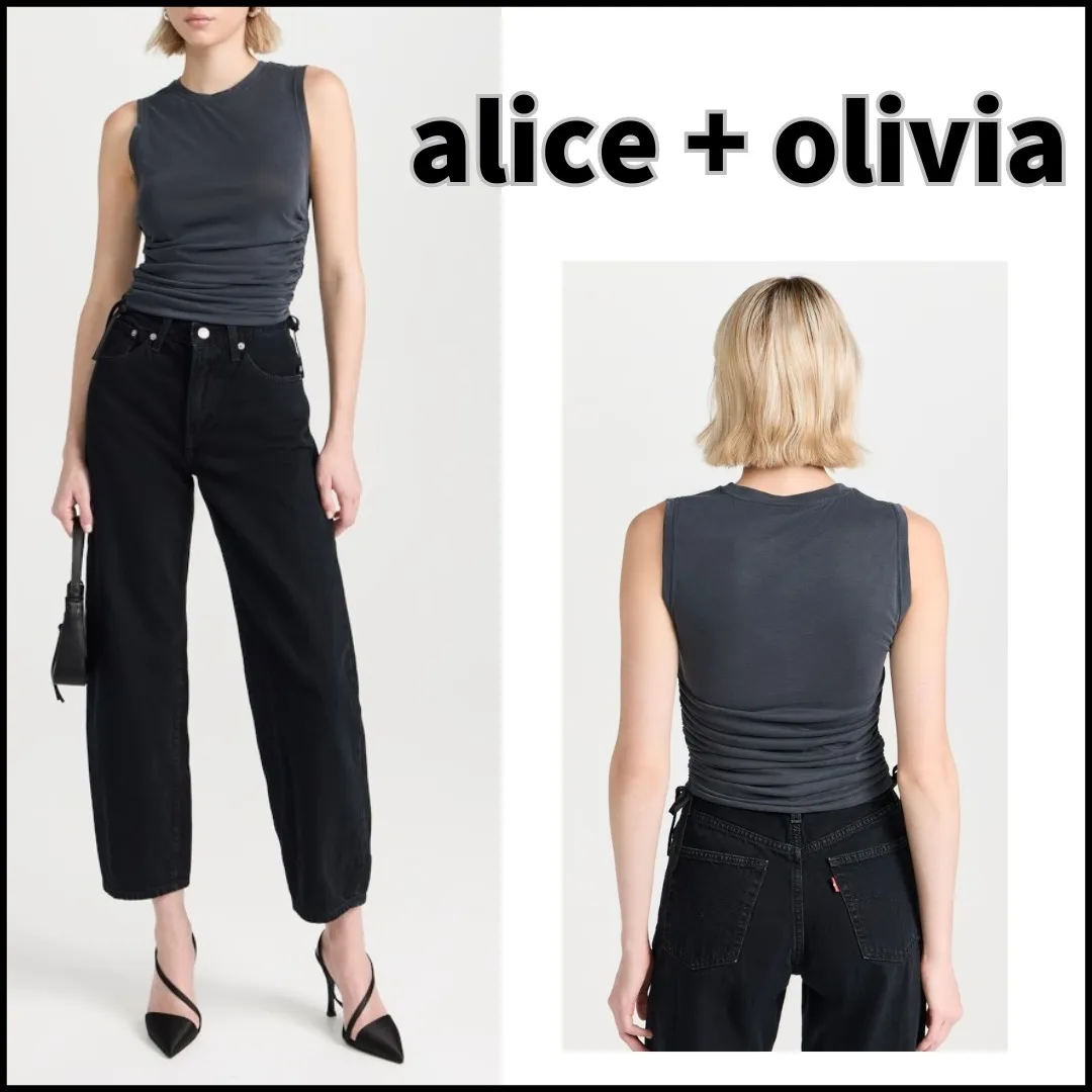 Alice+Olivia  |Crew Neck Plain Tanks & Camisoles