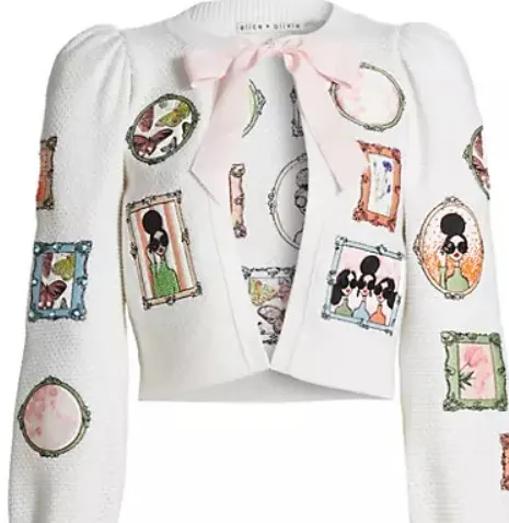 Alice+Olivia  |Flower Patterns Casual Style Wool Long Sleeves Cotton Logo