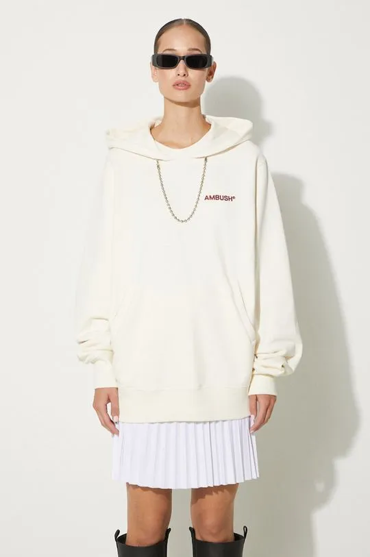 AMBUSH cotton sweatshirt Ballchain Hoodie women's beige color hooded BWBB001F24FLE0013128