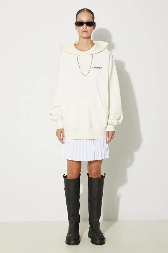 AMBUSH cotton sweatshirt Ballchain Hoodie women's beige color hooded BWBB001F24FLE0013128