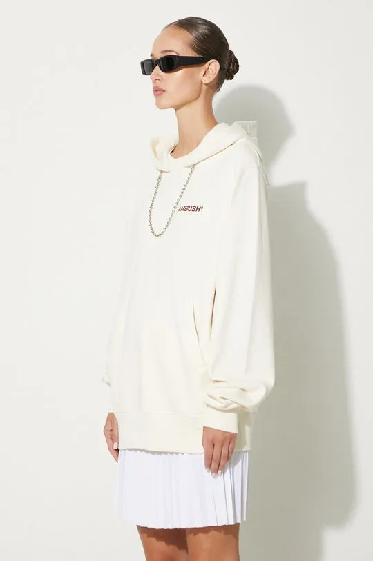 AMBUSH cotton sweatshirt Ballchain Hoodie women's beige color hooded BWBB001F24FLE0013128