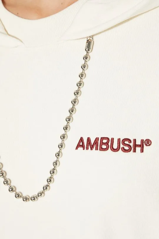 AMBUSH cotton sweatshirt Ballchain Hoodie women's beige color hooded BWBB001F24FLE0013128