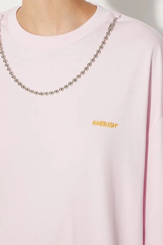 AMBUSH cotton t-shirt Ballchain women’s pink color BWAA04BF24JER0013616