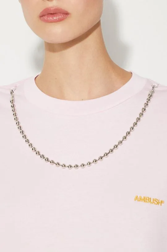 AMBUSH cotton t-shirt Ballchain women’s pink color BWAA04BF24JER0013616