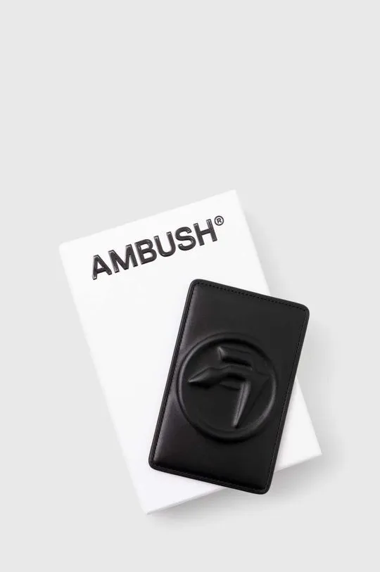 AMBUSH leather card holder Amblem Card Case black color BMND009S24LEA