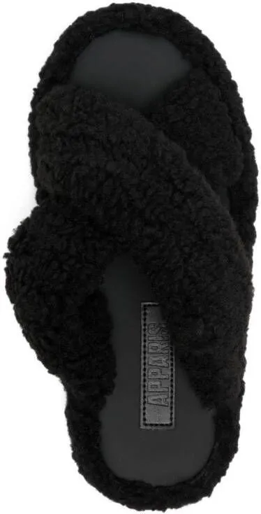 Apparis Biba teddy-fleece slides Black