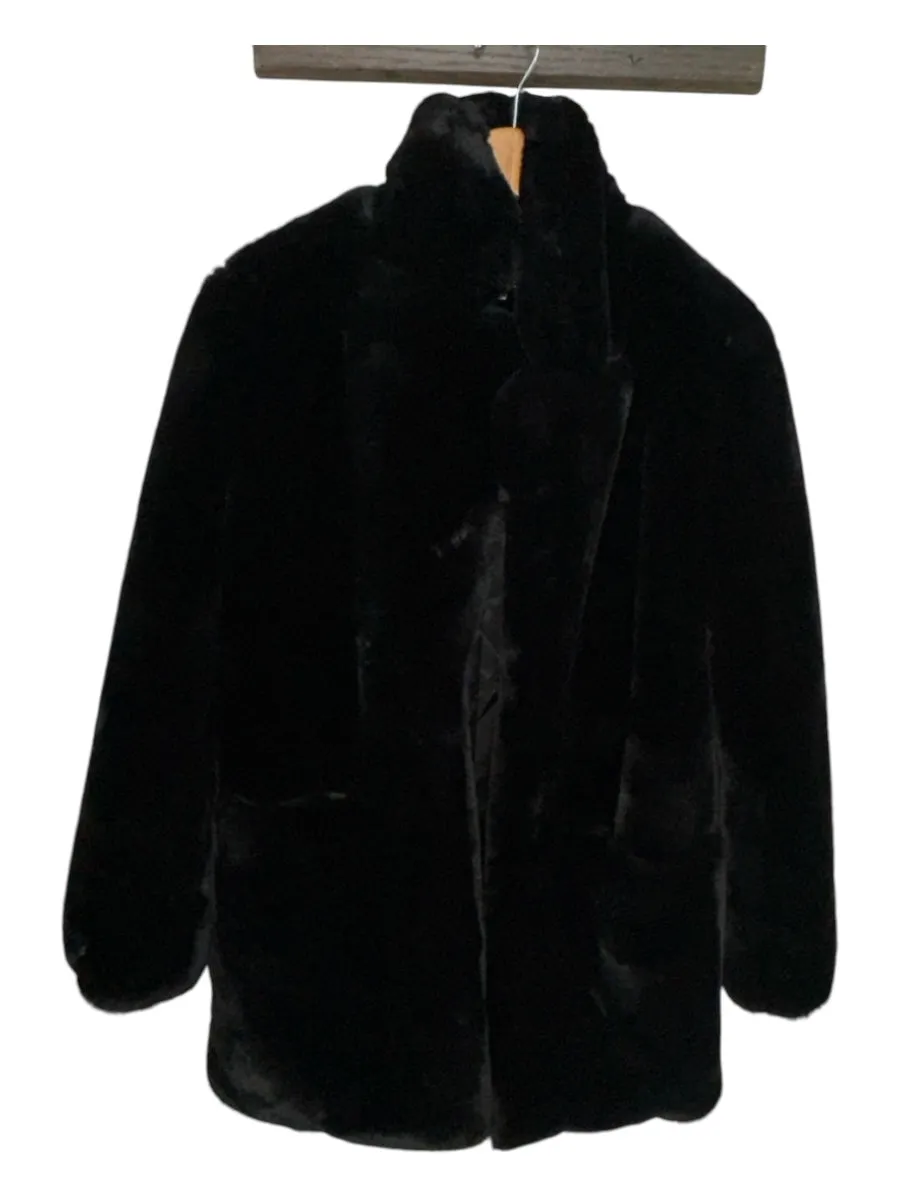 APPARIS Size XS Black Faux Fur Chunky Coat