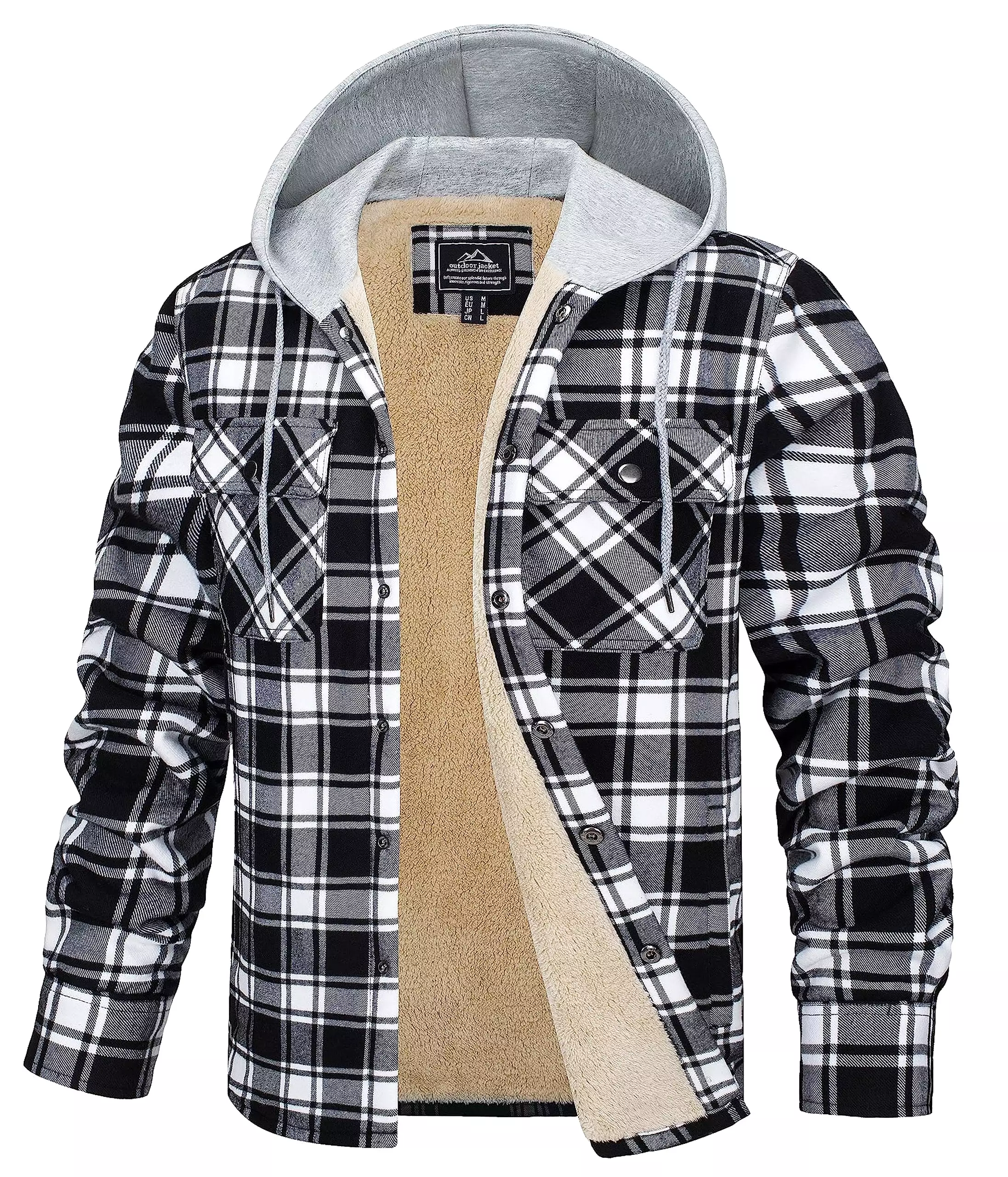 Ashore Shop Mens Cotton Soft Fleece Lined Men's Flannel Shirt Jackets