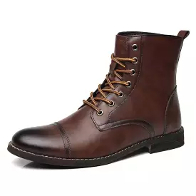 Autumn Winter Plush Men Leather Boots British Style Fashion