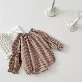 Baby Girls Checked Rompers Wholesale 240301141