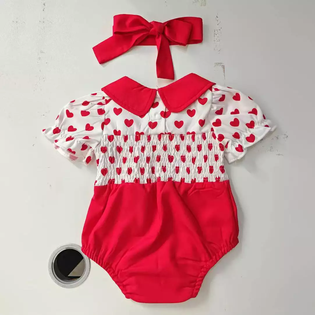 Baby Girls Color-blocking Love heart Rompers Wholesale 24030151