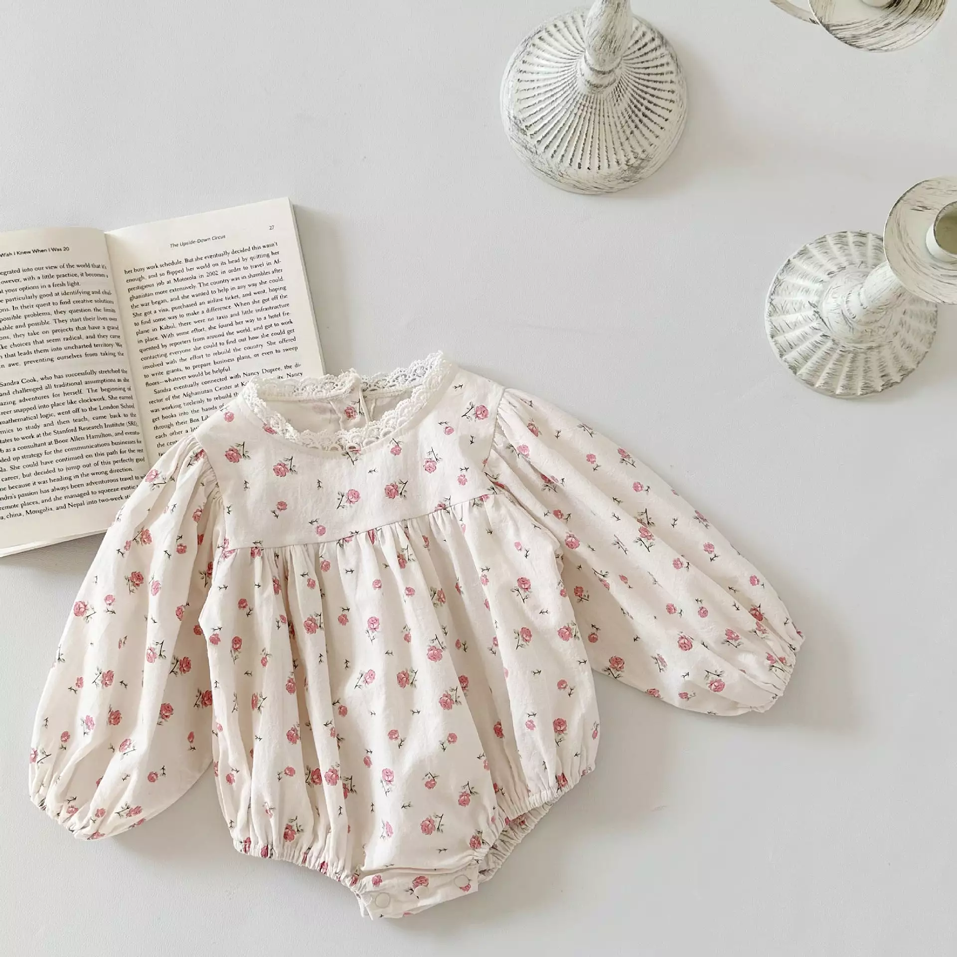 Baby Girls Flower Print Rompers Wholesale 240301102