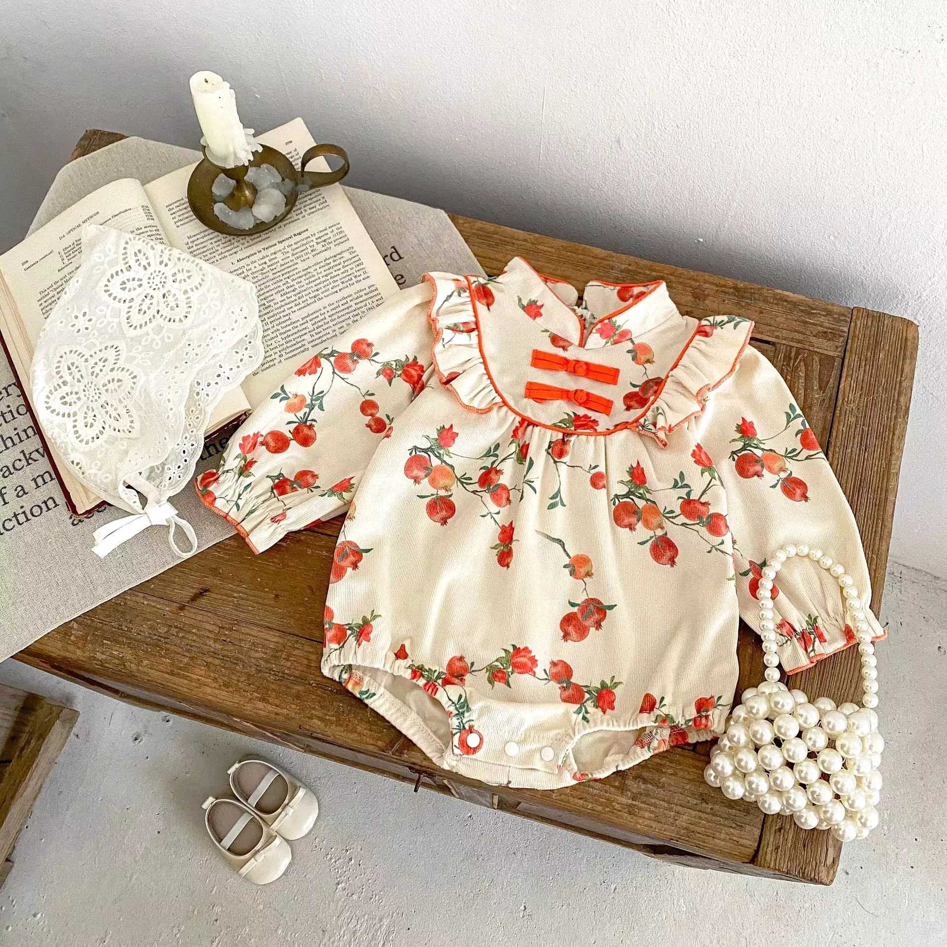 Baby Girls Fruit Print Rompers Wholesale 240111140