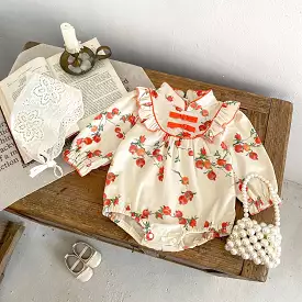 Baby Girls Fruit Print Rompers Wholesale 240111140