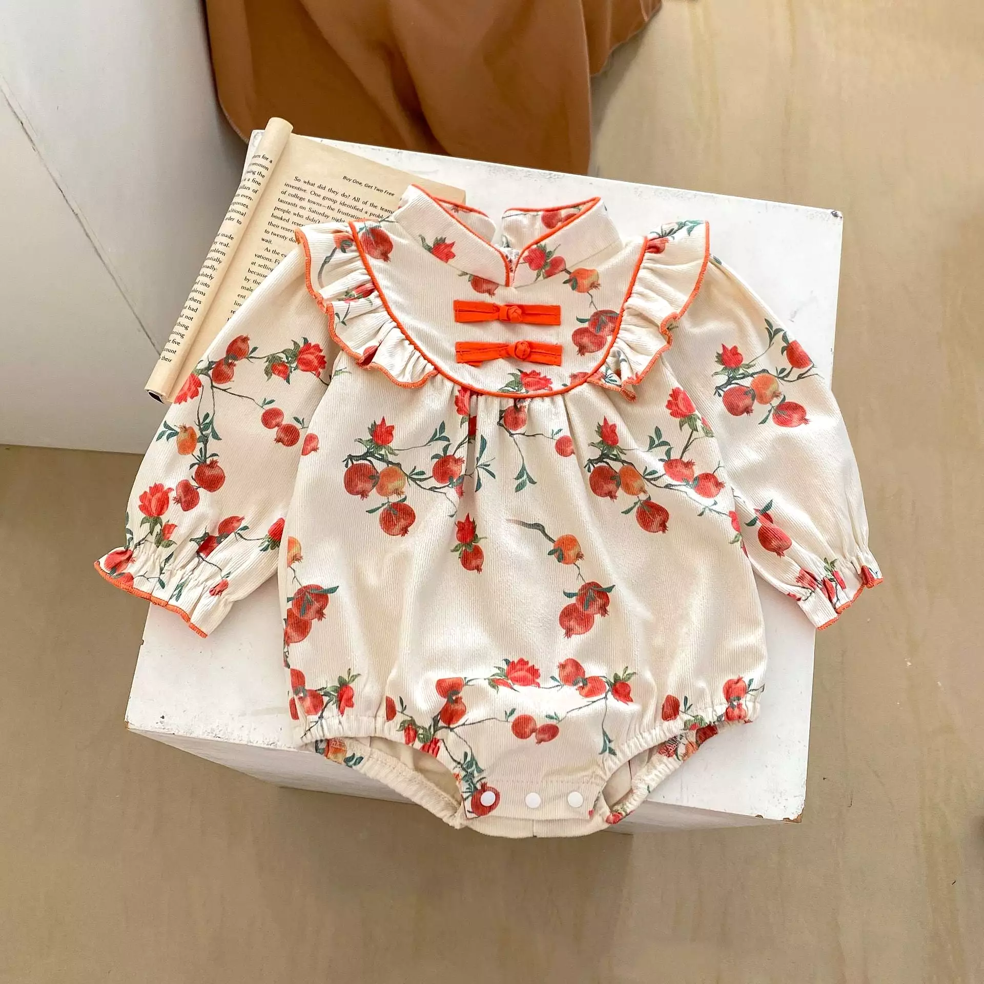 Baby Girls Fruit Print Rompers Wholesale 240111140