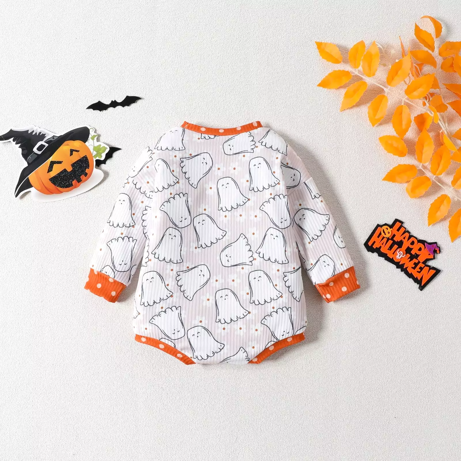 Baby Girls Letters Cartoon Print Halloween Rompers Wholesale 23090634