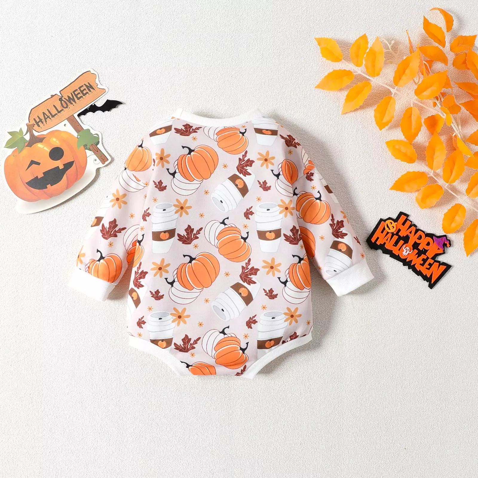 Baby Girls Letters Cartoon Print Halloween Rompers Wholesale 23090634