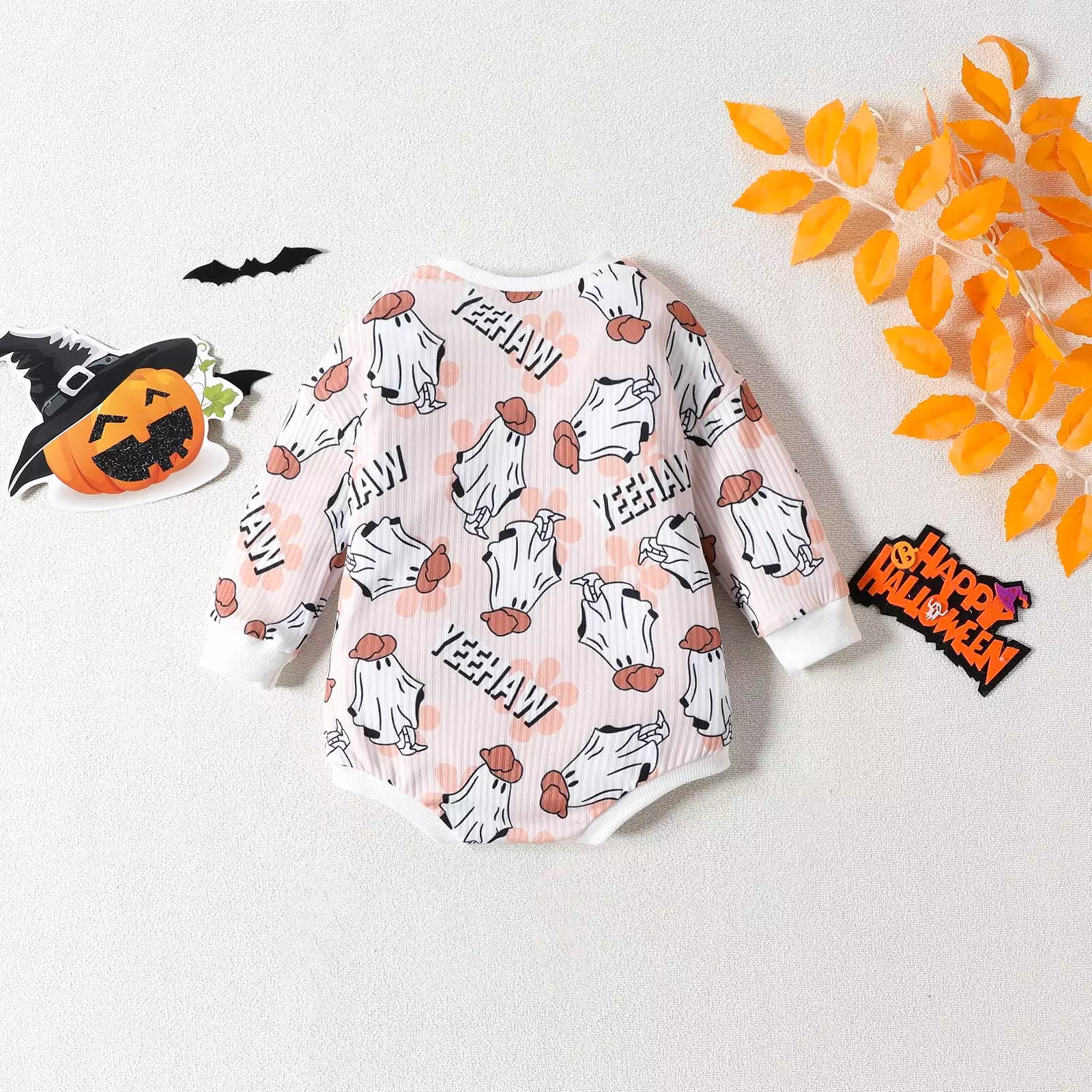 Baby Girls Letters Cartoon Print Halloween Rompers Wholesale 23090634