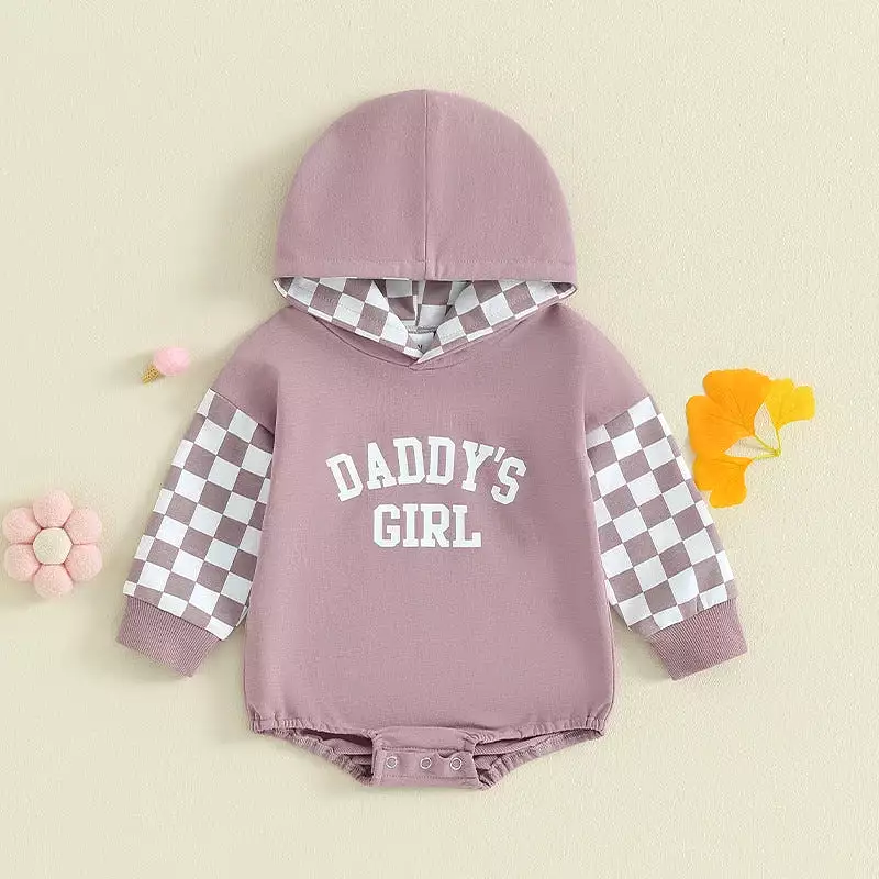 Baby Girls Letters Checked Rompers Wholesale 231130319