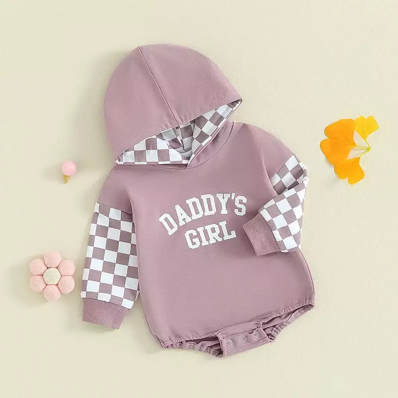 Baby Girls Letters Checked Rompers Wholesale 231130319