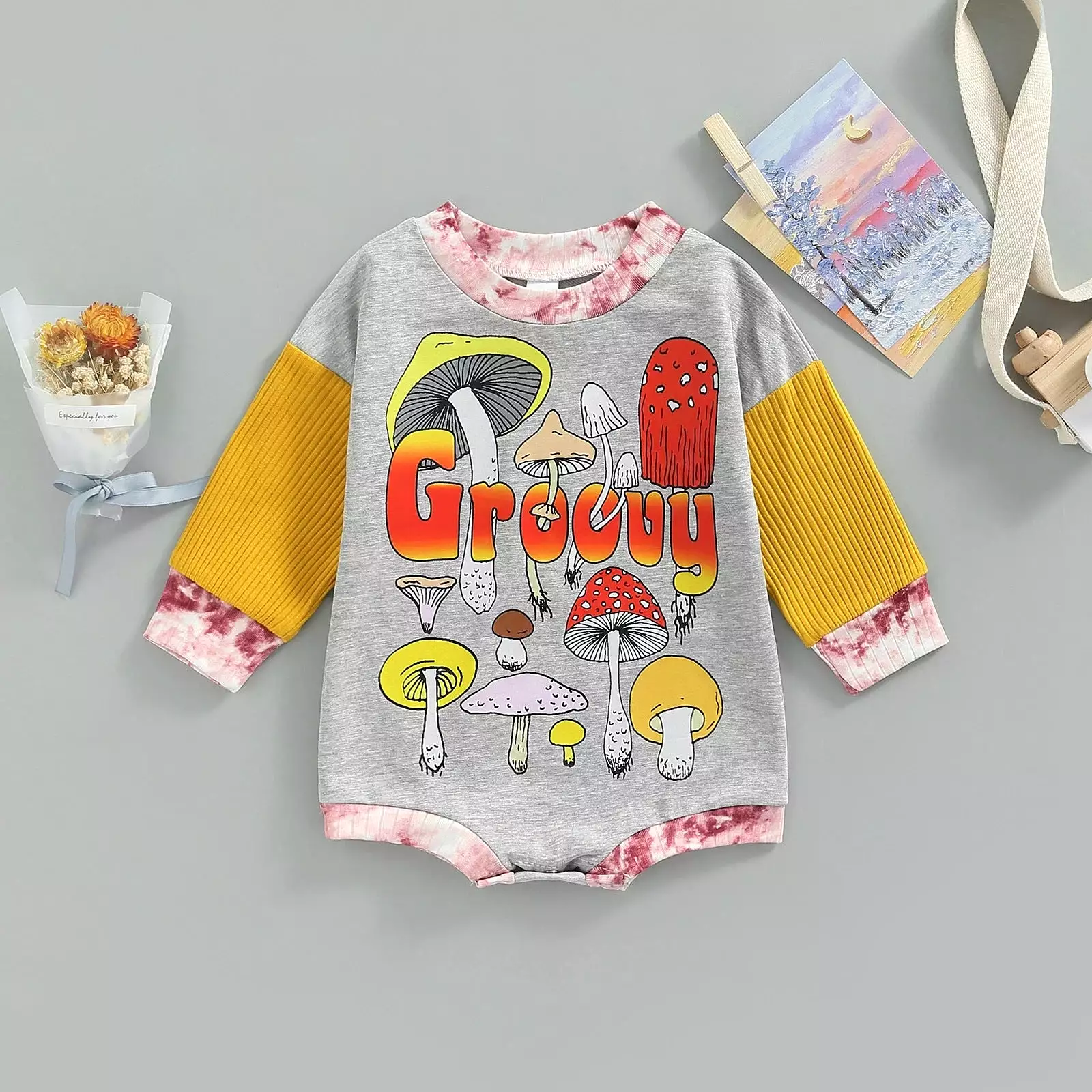 Baby Girls Letters Color-blocking Print Halloween Rompers Wholesale 23090609