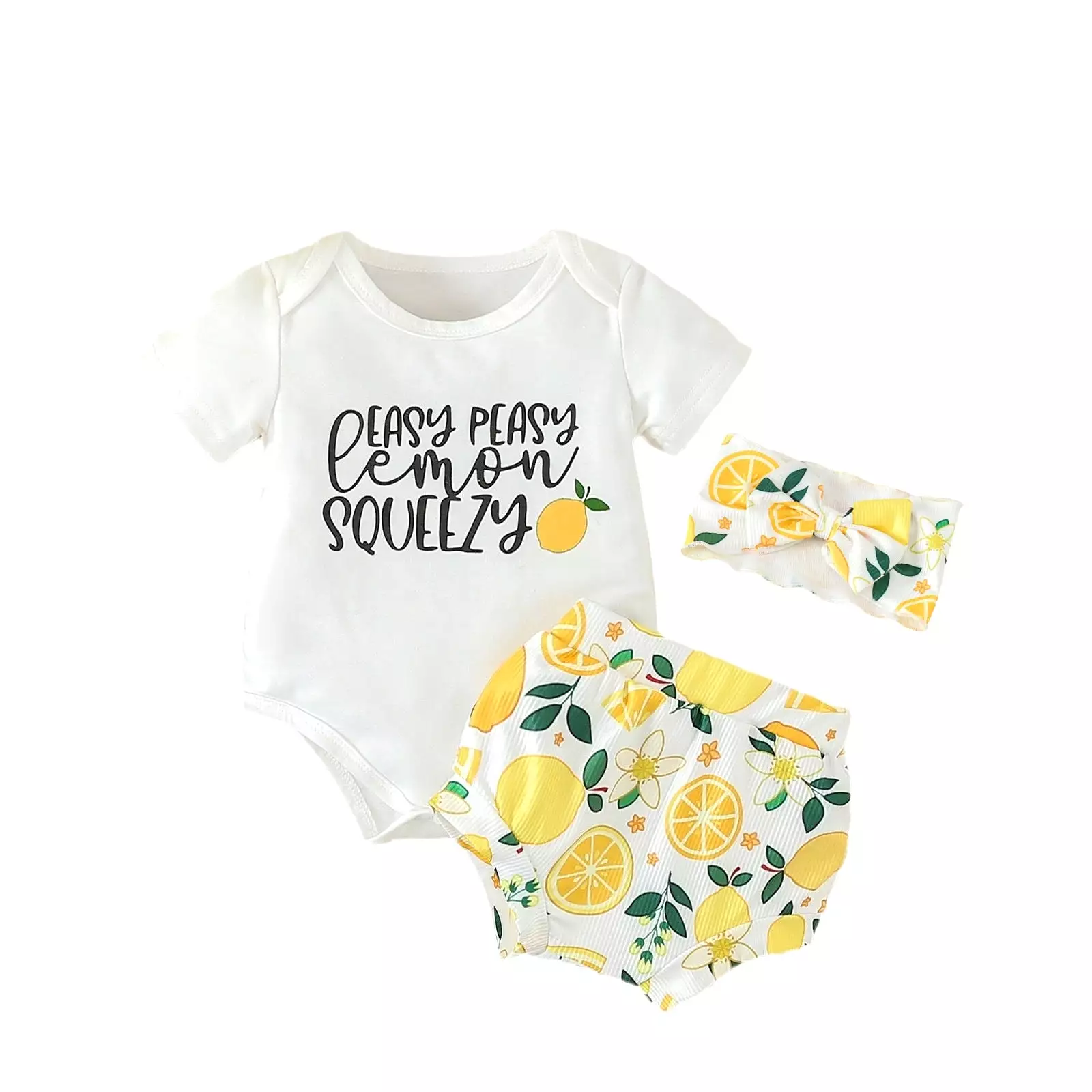 Baby Girls Letters Fruit Print Shorts Rompers Wholesale 24030160