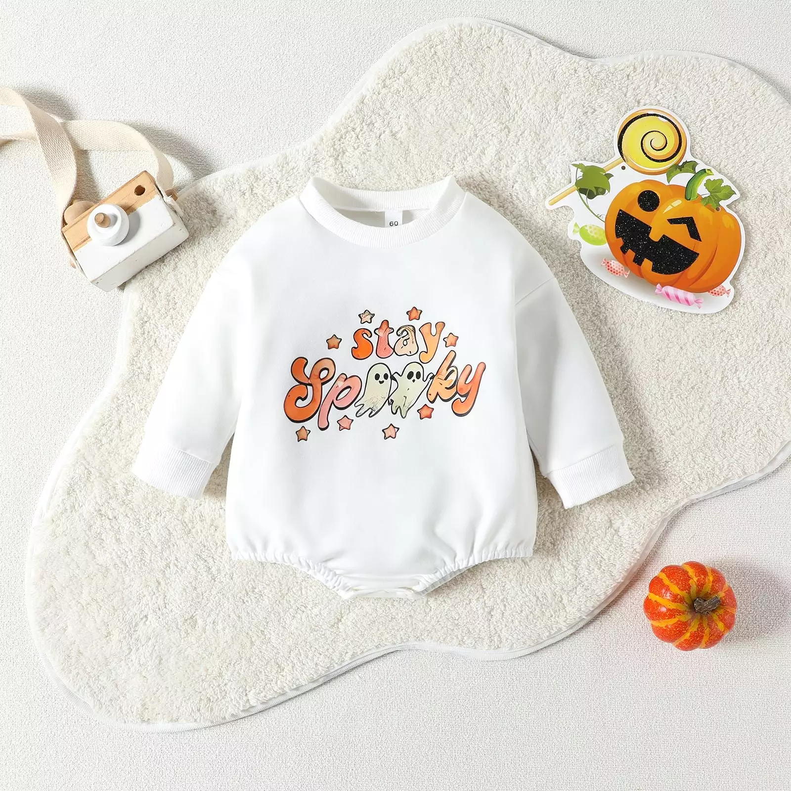 Baby Girls Letters Print Halloween Rompers Wholesale 23090661