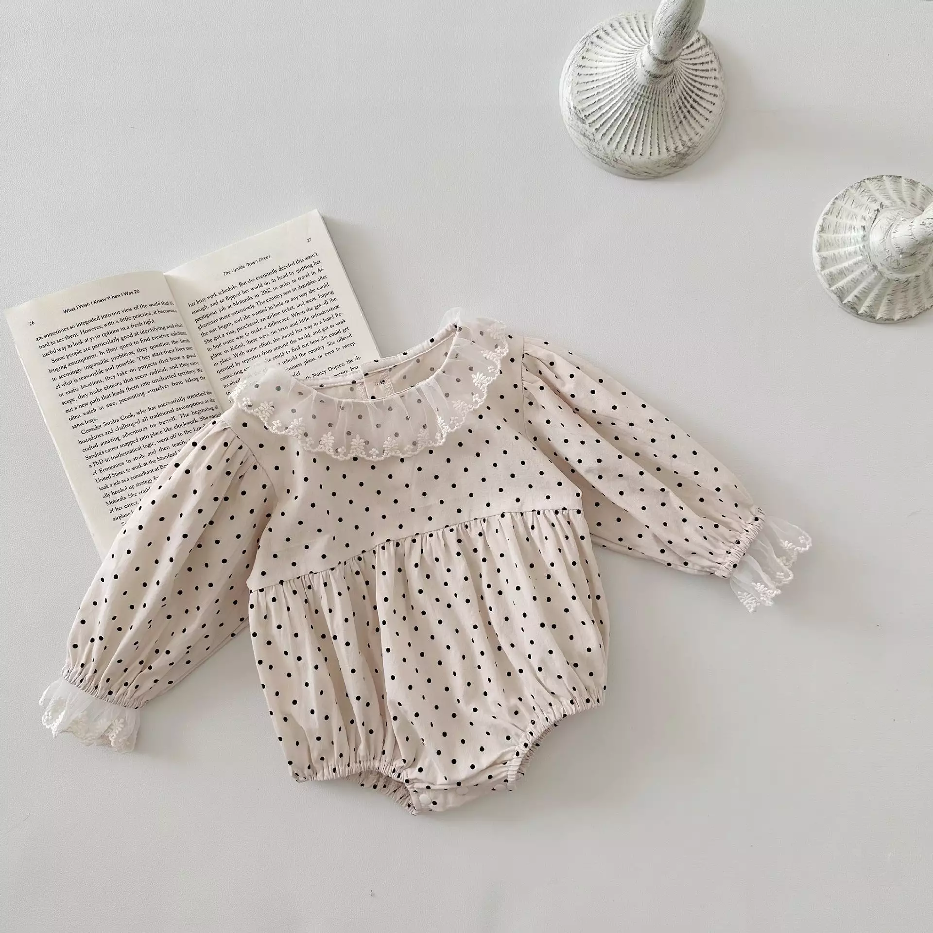 Baby Girls Polka dots Print Rompers Wholesale 240301161