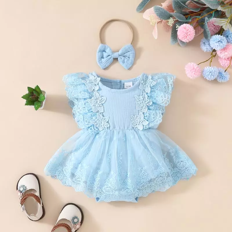 Baby Girls Solid Color Rompers Wholesale 20240403