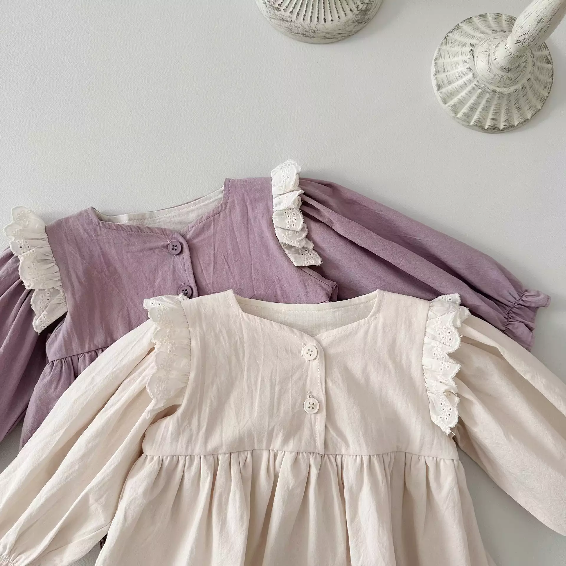 Baby Girls Solid Color Rompers Wholesale 240301109