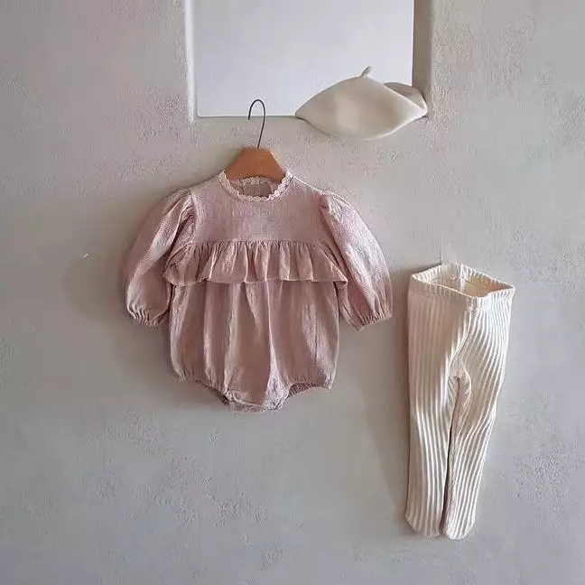 Baby Girls Solid Color Rompers Wholesale 240301112