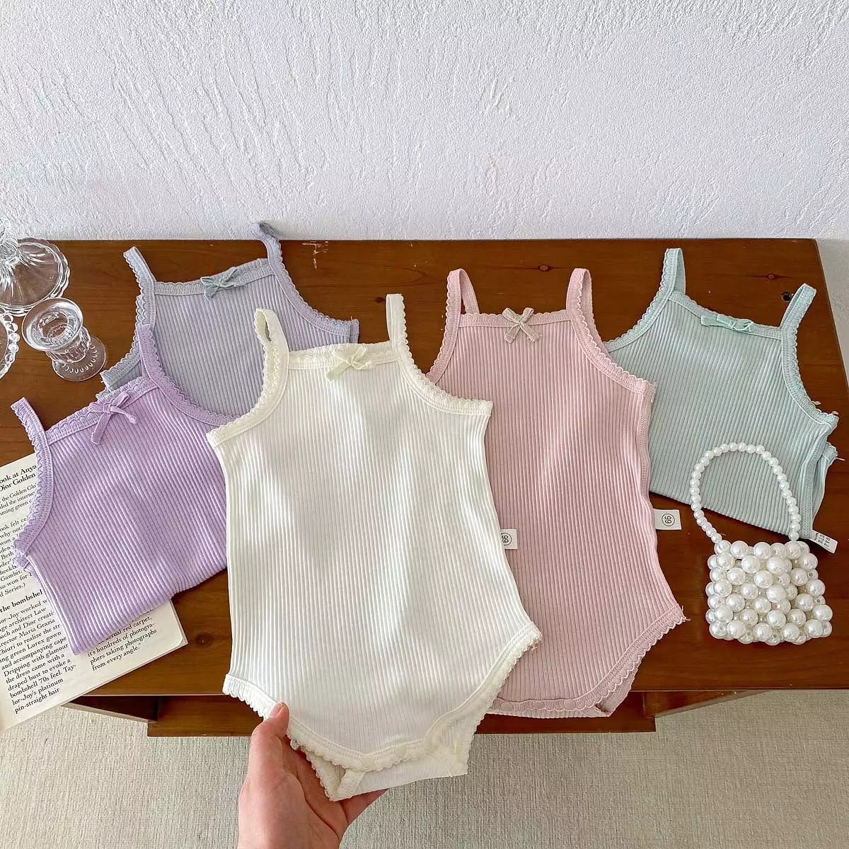 Baby Girls Solid Color Rompers Wholesale 240409280