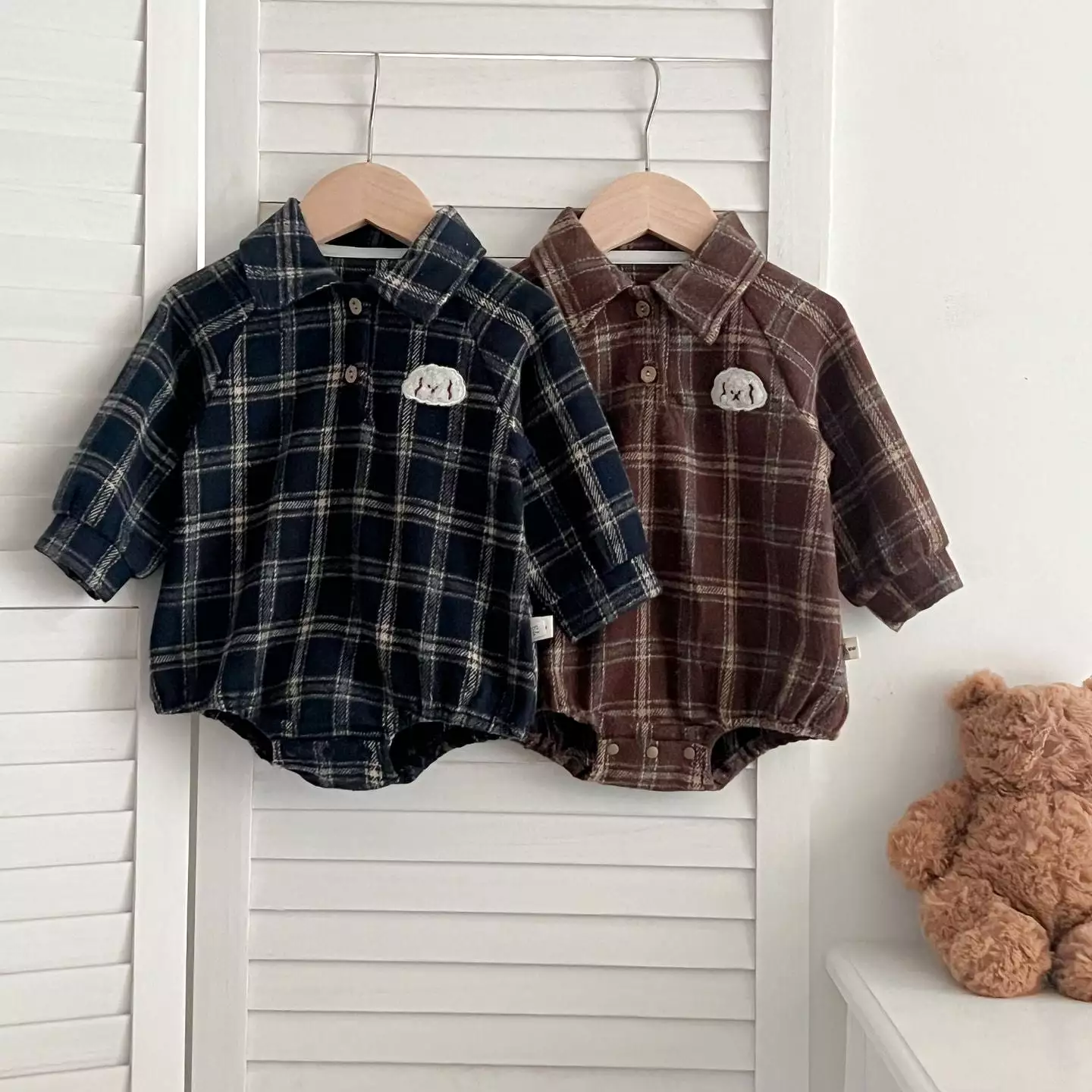 Baby Kid Boys Checked Rompers Wholesale 240301165