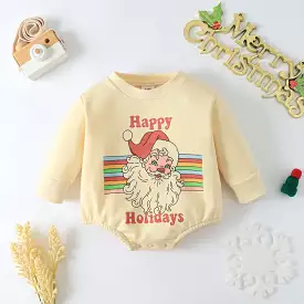 Baby Kid Girls Boys Letters Cartoon Print Christmas Rompers Wholesale 23102410